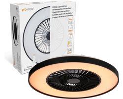 Proventa Premium Plafondventilator met lamp 60 cm - Zomer- en winterstand met afstandsbediening - Plafondlampen met Ventilator & Lamp - Zwart