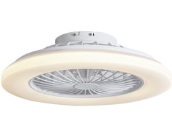 QAZQA clemo - Stille LED Plafondventilator met Verlichting | Lamp en Afstandsbediening - 1 lichts - Ø 48.5 cm - Wit - Woonkamer | Slaapkamer | Keuken