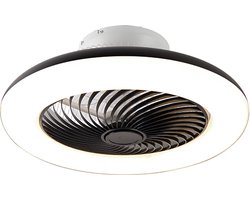 QAZQA clima - Dimbare LED Plafondventilator met Verlichting | Lamp en Afstandsbediening - 1 lichts - Ø 550 mm - Zwart - Woonkamer | Slaapkamer | Keuken