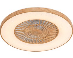 QAZQA climo - Landelijke LED Dimbare Plafondventilator met lamp met Dimmer - 1 lichts - Ø 60 cm - Naturel - Woonkamer | Slaapkamer | Keuken