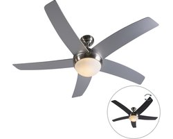 QAZQA Cool 52 Plafondventilator met afstandsbediening met lamp - 2 lichts - Ø130cm - Staal