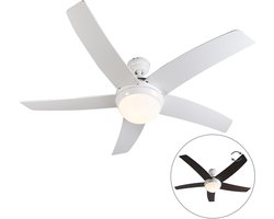 QAZQA Cool 52 Plafondventilator met afstandsbediening met lamp - 2 lichts - Ø130cm - Wit