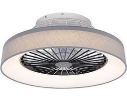 QAZQA emily - LED Plafondventilator met Verlichting | Lamp en Afstandsbediening - 1 lichts - Ø 47 cm - Grijs - Woonkamer | Slaapkamer | Keuken