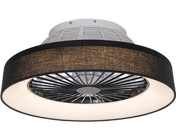 QAZQA emily - LED Plafondventilator met Verlichting | Lamp en Afstandsbediening - 1 lichts - Ø 47 cm - Zwart - Woonkamer | Slaapkamer | Keuken