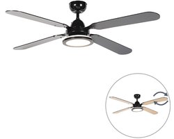 QAZQA Fanattic Plafondventilator met lamp - 1 lichts - Ø 1330 mm - Zwart