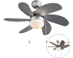 QAZQA Fresh 30 Plafondventilator met lamp - 1 lichts - 80cm - Grijs