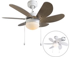 QAZQA Fresh 30 Plafondventilator met lamp - 1 lichts - 80cm - Wit