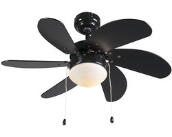 QAZQA Fresh 30 Plafondventilator met lamp - 1 lichts - 80cm - Zwart