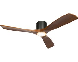 QAZQA jerri - Dimbare LED Plafondventilator met Verlichting | Lamp en Afstandsbediening - 1 lichts - Ø 131.5 cm - Bruin - Woonkamer | Slaapkamer | Keuken