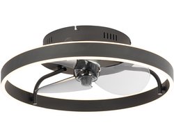 QAZQA maddy - LED Plafondventilator met Verlichting | Lamp en Afstandsbediening - 1 lichts - Ø 50 cm - Zwart - Woonkamer | Slaapkamer | Keuken