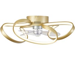 QAZQA mandy - Dimbare LED Plafondventilator met Verlichting | Lamp en Afstandsbediening - 1 lichts - Ø 60 cm - Messing - Woonkamer | Slaapkamer | Keuken
