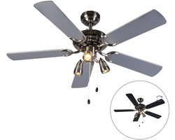 QAZQA Mistral 42 Plafondventilator met lamp - 3 lichts - Ø110cm - Grijs