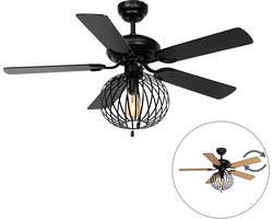 QAZQA mistral - Plafondventilator met Verlichting | Lamp - 1 lichts - Ø 107.5 cm - Zwart - Industrieel - Woonkamer | Slaapkamer | Keuken