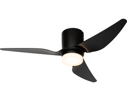 QAZQA patty - Dimbare LED Plafondventilator met Verlichting | Lamp en Afstandsbediening - 1 lichts - Ø 123 cm - Zwart - Woonkamer | Slaapkamer | Keuken