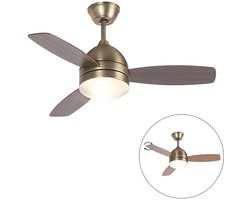 QAZQA rotar - Plafond ventilator met Verlichting | Lamp en Afstandsbediening - 2 lichts - Ø 960 mm - Brons - Woonkamer | Slaapkamer | Keuken