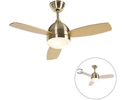 QAZQA rotar - Plafond ventilator met Verlichting | Lamp en Afstandsbediening - 2 lichts - Ø 960 mm - Messing - Woonkamer | Slaapkamer | Keuken