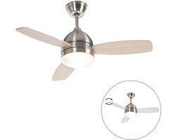 QAZQA rotar - Plafond ventilator met Verlichting | Lamp en Afstandsbediening - 2 lichts - Ø 960 mm - Staal - Woonkamer | Slaapkamer | Keuken