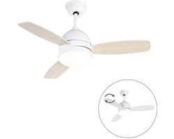 QAZQA rotar - Plafond ventilator met Verlichting | Lamp en Afstandsbediening - 2 lichts - Ø 960 mm - Wit - Woonkamer | Slaapkamer | Keuken