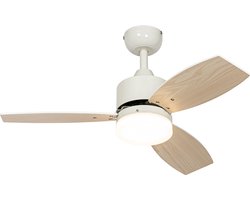 QAZQA toledo - Dimbare LED Plafondventilator met Verlichting | Lamp en Afstandsbediening - 1 lichts - Ø 91.3 cm - Wit - Woonkamer | Slaapkamer | Keuken