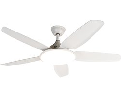 QAZQA vifte - Dimbare LED Plafondventilator met Verlichting | Lamp en Afstandsbediening - 1 lichts - Ø 1300 mm - Wit - Woonkamer | Slaapkamer | Keuken