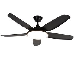 QAZQA vifte - Dimbare LED Plafondventilator met Verlichting | Lamp en Afstandsbediening - Ø 1300 mm - Zwart - Woonkamer | Slaapkamer | Keuken