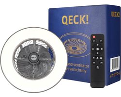 QECK!® Plafondventilator Afstandsbediening - Zwart - Plafondventilator - Plafondventilator Afstandsbediening - Plafondventilator Slaapkamer - Plafond Ventilator met Verlichting - Plafondlamp - Winter en Zomerstand