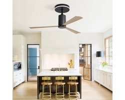 Re-purelife® Moderne Grote Plafondventilator 52" (Ø132 cm) met LED Verlichting & Afstandsbediening – 3 ABS Bladen, Stille & Energiezuinige DC Motor, Omkeerfunctie Zomer/Winter – Perfect voor Woonkamer & Overdekt Terras