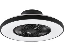 REALITY HALMSTAD - Plafondventilator - Zwart mat - incl. 1x SMD 40W - Drie snelheidsniveaus - Geïntegreerde dimmer - Aanpasbare lichtkleur - Traploos dimmbaar - Afstandsbediening