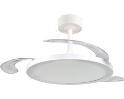 REALITY KASFJORD - Plafondventilator - Wit mat - incl. 1x SMD 34 W - Licht apart schakelbaar - Afstandsbediening - Geïntegreerde dimmer - Traploos instelbare lichtkleur - Timer - In hoogte verstelbaar - Zomer- en wintermodus - 6 snelheidsniveaus