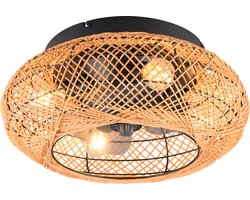 REALITY LILLESAND - Plafondventilator - Naturel - excl. 4x E27 4 W - Licht apart schakelbaar - Afstandsbediening - Plafondbevestiging - Niet geschikt voor externe dimmer - 3 snelheidsinstellingen - Timer - Zomer- en wintermodus