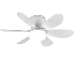 REALITY LUND - Plafondventilator - Wit mat - incl. 1x SMD 8 W - Licht apart schakelbaar - Afstandsbediening - Dimbaar - Traploos instelbare lichtkleur - Nachtlampje - Geheugenfunctie - 3 snelheidsinstellingen - Timer - Zomer- en wintermodus