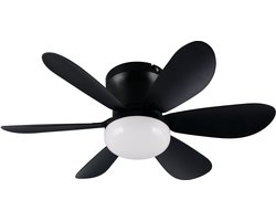 REALITY LUND - Plafondventilator - Zwart mat - incl. 1x SMD 8 W - Licht apart schakelbaar - Afstandsbediening - Dimbaar - Traploos instelbare lichtkleur - Nachtlampje - Geheugenfunctie - 3 snelheidsinstellingen - Timer - Zomer- en wintermodus