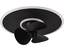 REALITY NYBRO - Ventilator - Zwart mat - incl. 1x SMD 30 W - Geintegreerde dimmer - Lichtkleur instelbare - Nachtlampje - Dimbaar met schakelaar - Geheugenfunctie - 3 snelheidsinstellingen - Timer - Oscillerend - Zomer- en wintermodus