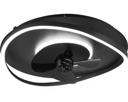 REALITY SORTLAND - Ventilator - Zwart mat - incl. 1x SMD 30 W - Licht apart schakelbaar - Geintegreerde dimmer - Lichtkleur instelbare - Nachtlampje - Dimbaar met schakelaar - Geheugenfunctie - 3 snelheidsinstellingen - Timer - Zomer- en wintermodus