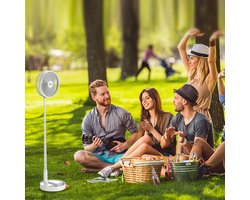 RFWR® Draadloze Accutafel- en Staande Ventilator met Afstandsbediening - Stil en Draagbaar, Inklapbaar, Hoogte Verstelbaar, USB-C Oplaadbaar