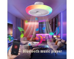 RGB Plafondventilator - Met Speaker - Dimbaar Met Afstandsbediening - 12 Kleuren - 50W - RGB Muziek Ventilator - Woonkamerlamp - Kroonluchter Ventilator