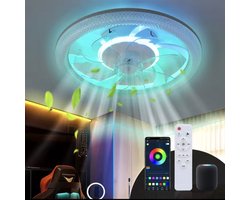 RGB Plafondventilator - Met Speaker - Dimbaar Met Afstandsbediening - 12 Kleuren - 60W - RGB Muziek Ventilator - Woonkamerlamp - Kroonluchter Ventilator