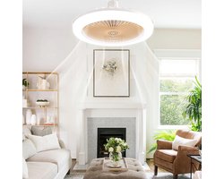 Rosnek Plafondlamp met Ventilator - 1/2/4 uur TimerDimbare Plafondventilatorlamp van 25cm met Afstandsbediening - 30W Plafondventilator met Dimbare LED Lamp - Beschikbaar in Voor Slaapkamer, Keuken, Woonkamer, garage (Geel)