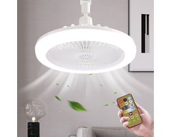 Rosnek Plafondlamp met Ventilator - 1/2/4 uur TimerDimbare Plafondventilatorlamp van 25cm met Afstandsbediening - 30W Plafondventilator met Dimbare LED Lamp - Beschikbaar in Voor Slaapkamer, Keuken, Woonkamer, garage (Wit)