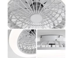 Slaapkamer Ventilator Plafond -Plafondventilator met Verlichting - 46 cm gesloten plafondventilator - met verlichting en afstandsbediening - Modern, bladloos ontwerp - Geschikt voor slaapkamers, keukens en eetkamers