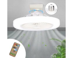 Slimme 3-in-1 Plafondventilator met Lamp - Kleine en Compacte Ventilatorlamp - Afstandsbediening voor 3 Ventilatorsnelheden en 3 Lichtinstellingen - Kleur: Wit