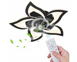 Slimme Plafondventilator met LED Lamp - 50W Energiezuinige Plafondlamp - Bediening via Afstandsbediening én App - Met Instelbare Windsnelheden-zwart