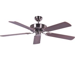 Stijlvolle Plafondventilator 132 cm, Oude Zilveren Behuizing, Houten Bladen