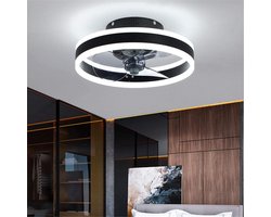 Stijlvolle Zwarte Plafondventilator met Dimbaar LED Licht en Afstandsbediening - Stil & Energiezuinig