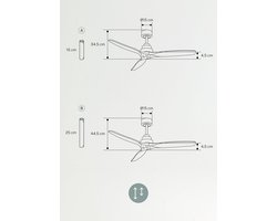 Stille Plafondventilator met Houten Bladen Ø132 cm - Wifi, Zomer/Winterstand, 6 Snelheden