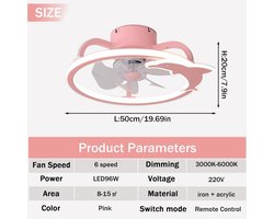 Stille Plafondventilator met LED Verlichting en Afstandsbediening - Dimbaar en 6 Snelheden