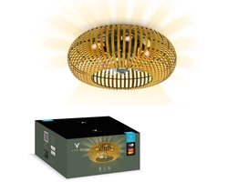 Varin® Smart Plafondlamp met ventilator - Bamboe - Tuya Wifi - Ø 50cm - Plafondventilator met verlichting - Smart lamp slaapkamer - Plafonniere kinderkamer - Plafondlampen industrieel - Plafond lamp - Afstandsbediening - Plafond met ventilator