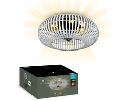 Varin® Smart Plafondlamp met ventilator - Bamboe Wit - Tuya Wifi - Ø 50cm - Plafondventilator met verlichting - Smart lamp slaapkamer - Plafonniere kinderkamer - Plafondlampen industrieel - Plafond lamp - Afstandsbediening - Plafond met ventilator
