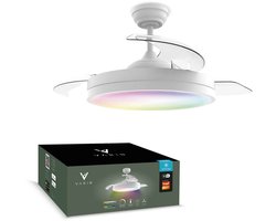 Varin® Smart Plafondventilator met verlichting - Wit - Tuya Wifi - LED RGBW - Ø 50cm/108cm - Super stil - Smart lamp - Plafondlamp slaapkamer - Plafonniere woonkamer - Plafondlampen - Plafond lamp - Verlichting kinderkamer - Ventilator