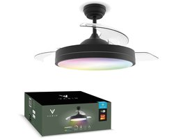 Varin® Smart Plafondventilator met verlichting - Zwart - Tuya Wifi - LED RGBW - Ø 50cm/108cm - Super stil - Smart lamp - Plafondlamp slaapkamer - Plafonniere woonkamer - Plafondlampen - Plafond lamp - Verlichting kinderkamer - Ventilator
